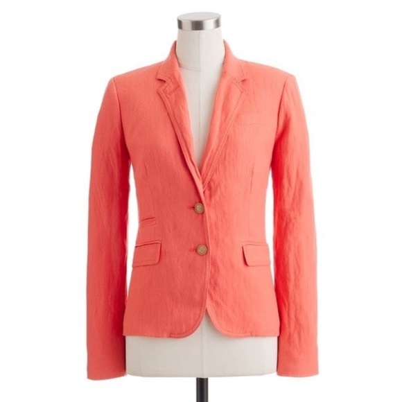 J Crew Schoolboy Herringbone Blazer Coral Size 8 - Picture 1 of 14